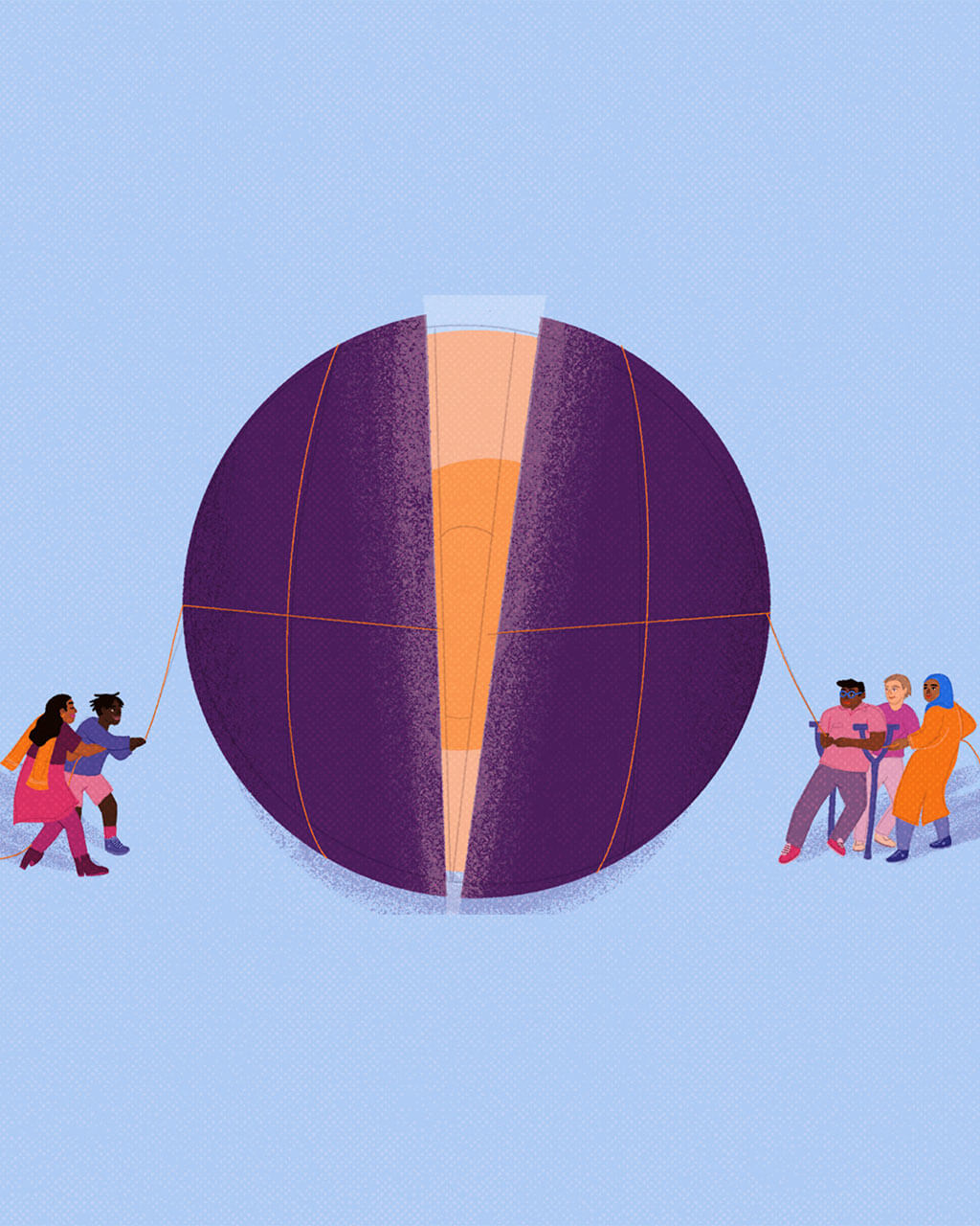 Illustration of a group of people revealing a new sphere